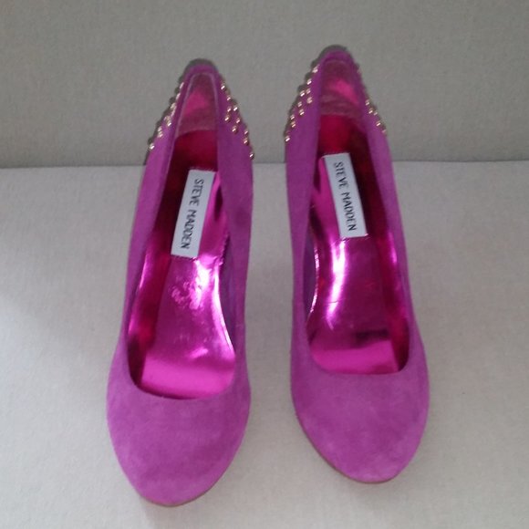 Steve Madden purple pink suede gold studded heels EUC - Picture 2 of 4